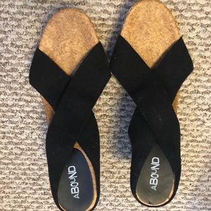 Abound Black Wrap Wedge Sandals, Size 12